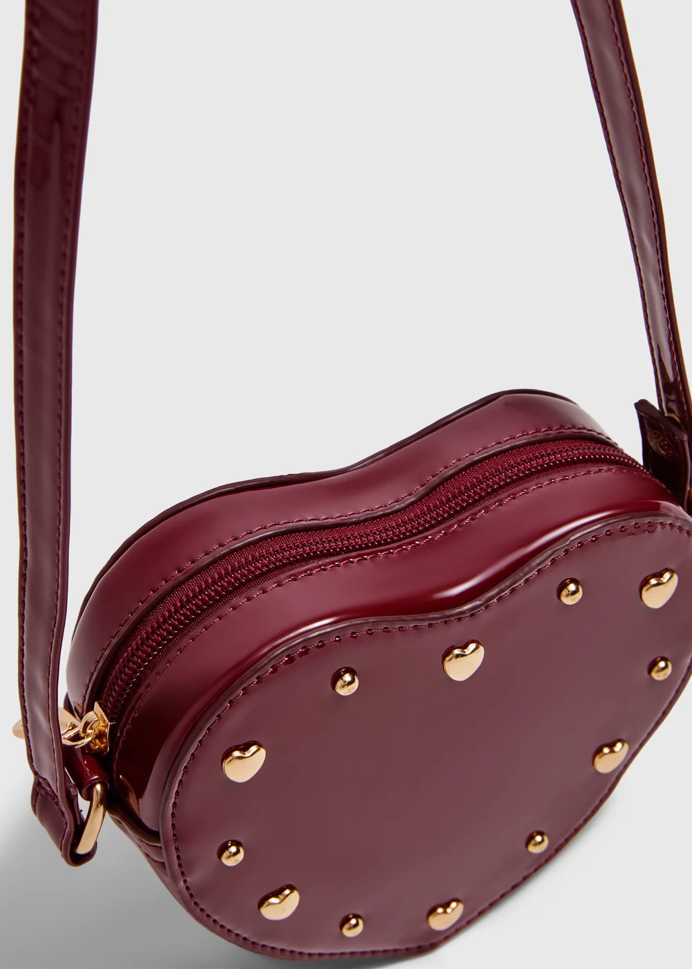 Girls Burgundy Heart Cross Body Bag - One Size Image 2