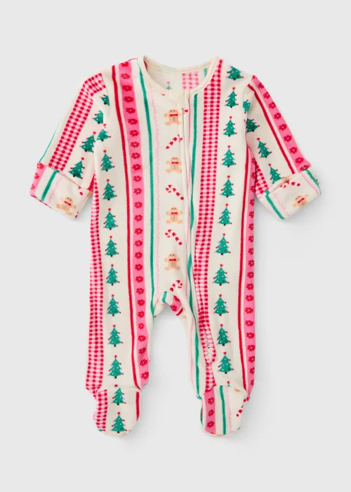 Baby Multi Coloured Christmas Onesie (0-23mths) - Up to 1 Month Image 1