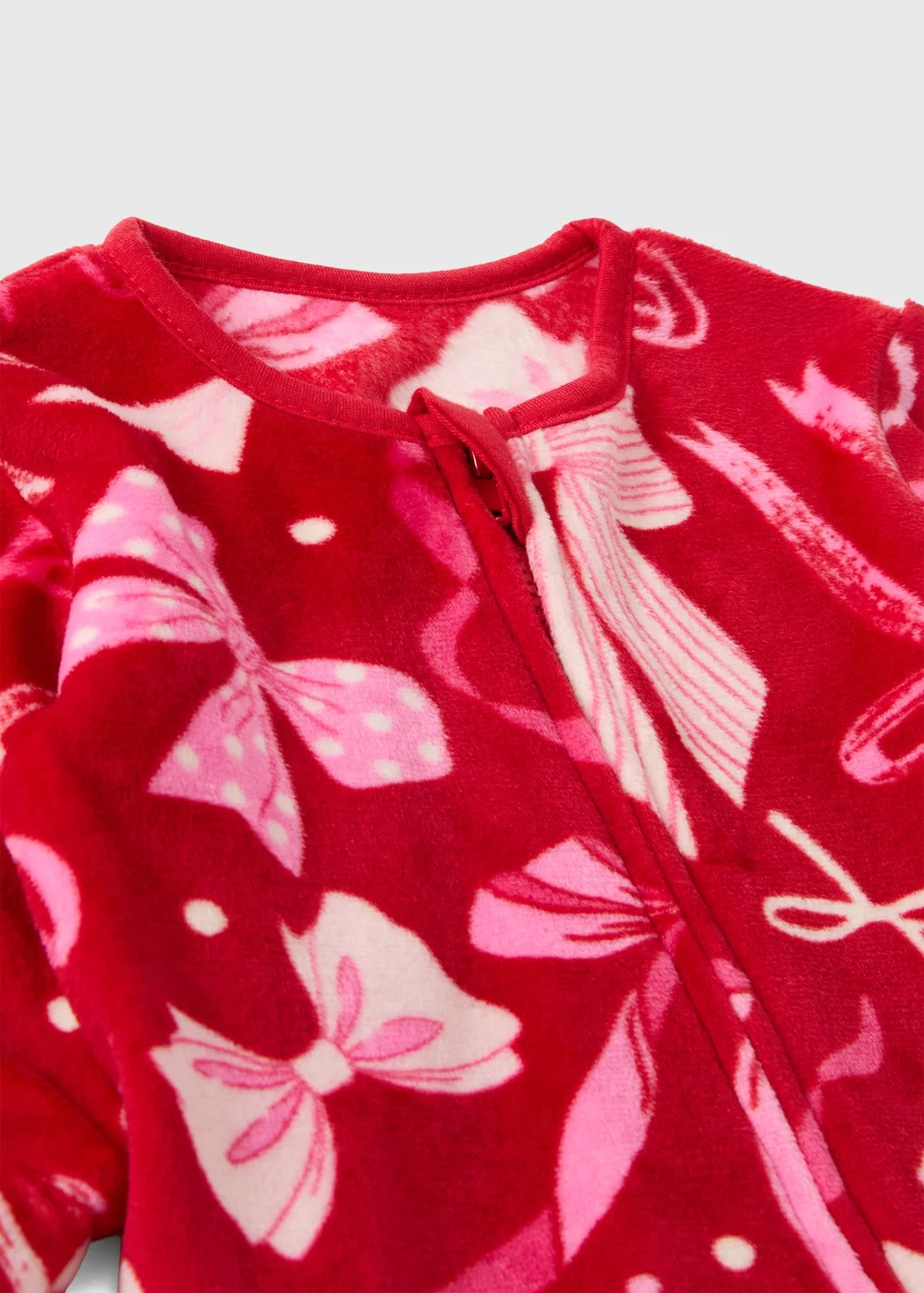 Red Baby Christmas Bow Sleepsuit (0-23mths) - 0-3 months Image 2