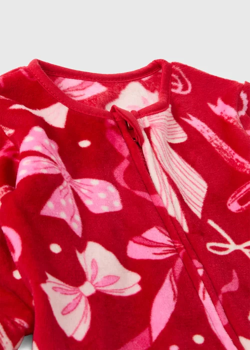 Red Baby Christmas Bow Sleepsuit (0-23mths) - 0-3 months Image 2