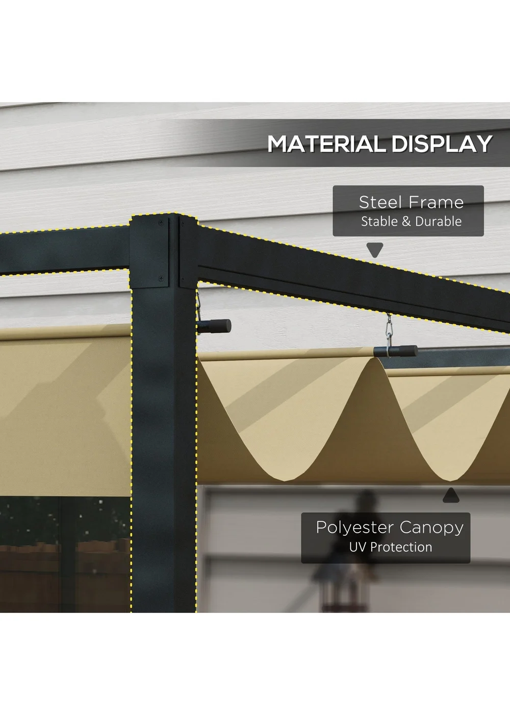 Outsunny Khaki Metal Outdoor Pergola (3 x 2m) - One Size Image 4