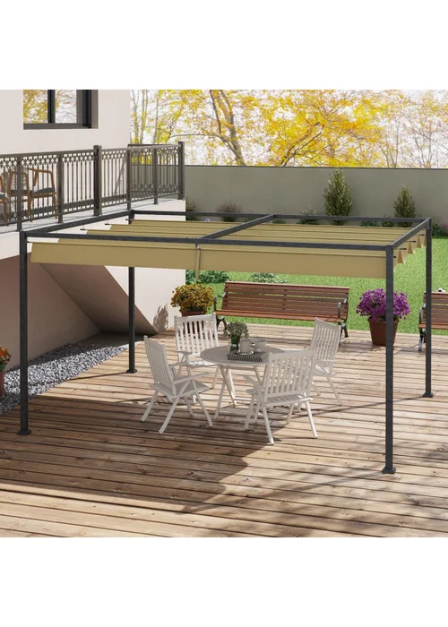 Outsunny Khaki Metal Outdoor Pergola (3 x 2m) - One Size Image 1