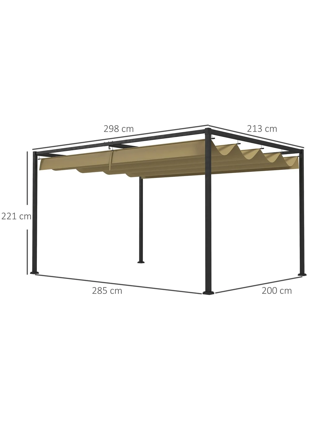 Outsunny Khaki Metal Outdoor Pergola (3 x 2m) - One Size Image 3