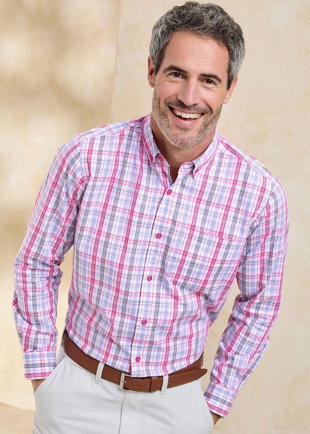 Cotton Traders Long Sleeve Lilac Classic Poplin Shirt