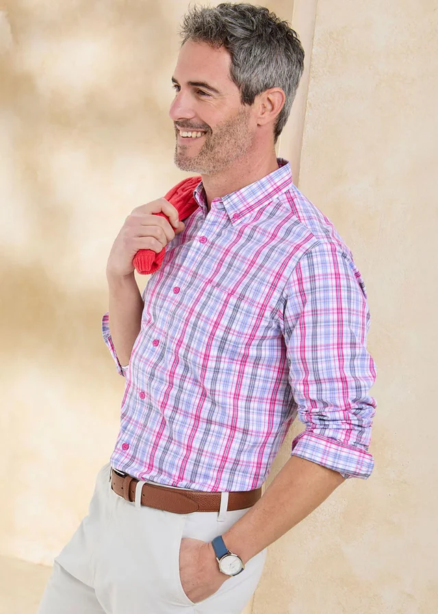 Cotton Traders Long Sleeve Lilac Classic Poplin Shirt
