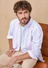 Cotton Traders Signature Grey Blue Long Sleeve Oxford Shirt - XL Image 1