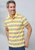 Cotton Traders Short Sleeve Yellow Textured Stripe Polo Shirt - M Image 2