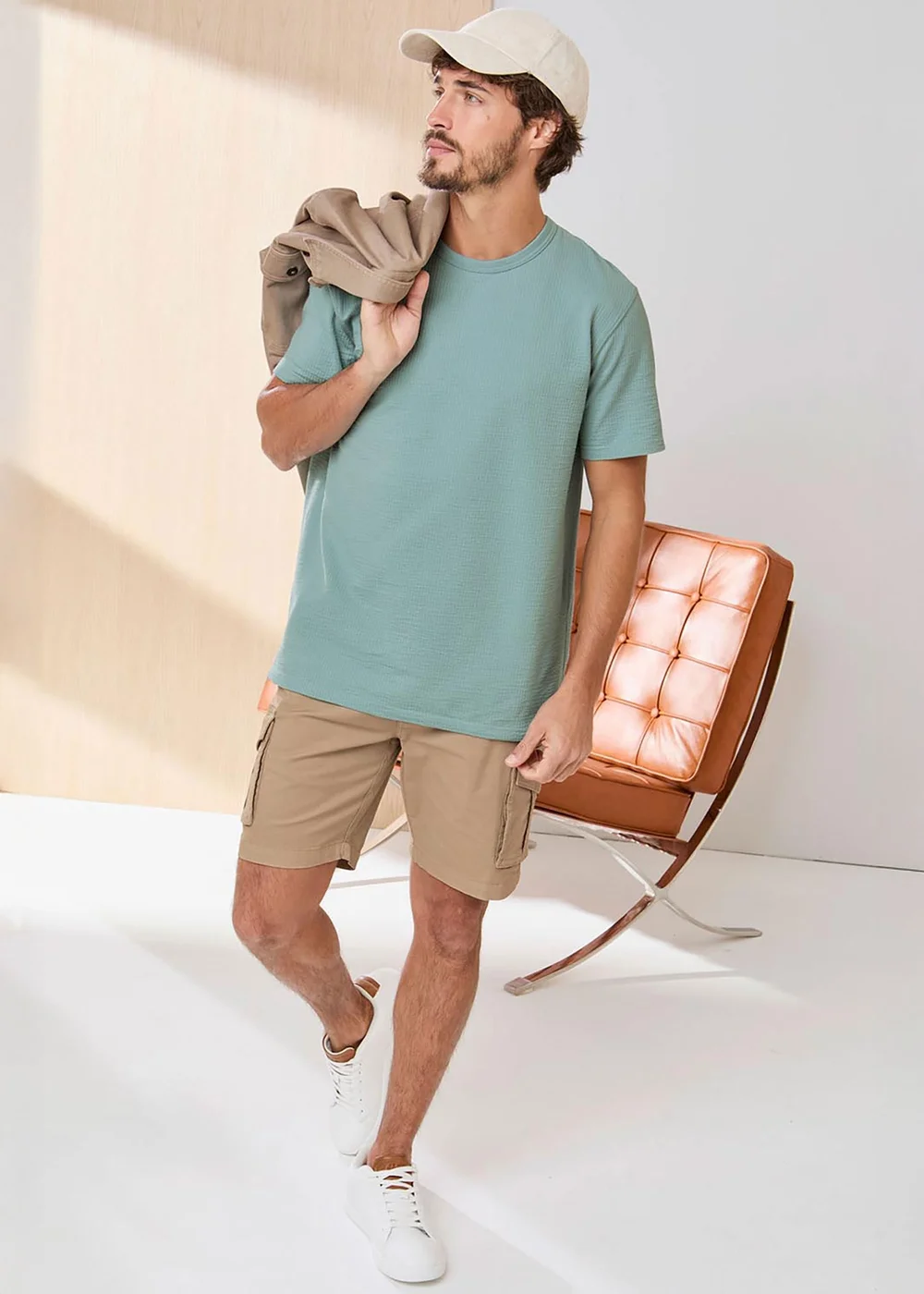Cotton Traders Signature Aqua Seersucker T-Shirt - XL Image 1