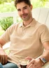 Cotton Traders Short Sleeve Sand Seersucker Polo Shirt - L Image 1