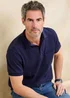 Cotton Traders Short Sleeve Dark Blue Seersucker Polo Shirt - M Image 1