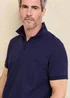 Cotton Traders Short Sleeve Dark Blue Seersucker Polo Shirt - M Image 3