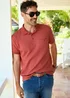 Cotton Traders Short Sleeve Red Seersucker Polo Shirt - 3XL Image 1