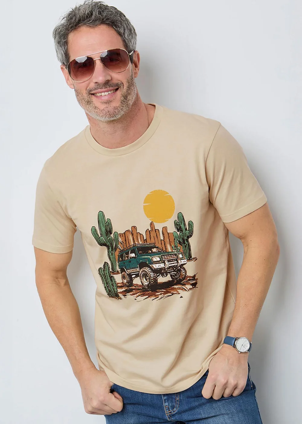 Cotton Traders Sand Printed T-Shirt - 5XL Image 1