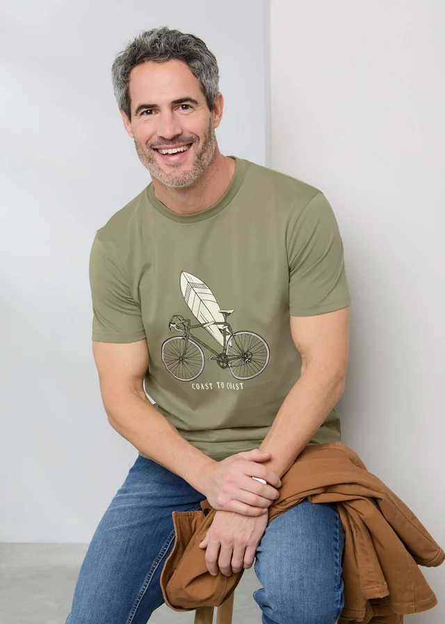 Cotton Traders Olive Printed T-Shirt