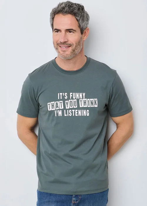 Cotton Traders Teal Printed T-Shirt - L Image 2
