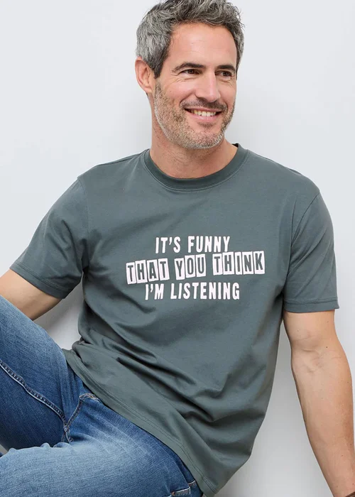 Cotton Traders Teal Printed T-Shirt - L Image 1