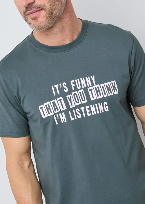 Cotton Traders Teal Printed T-Shirt - L Image 3