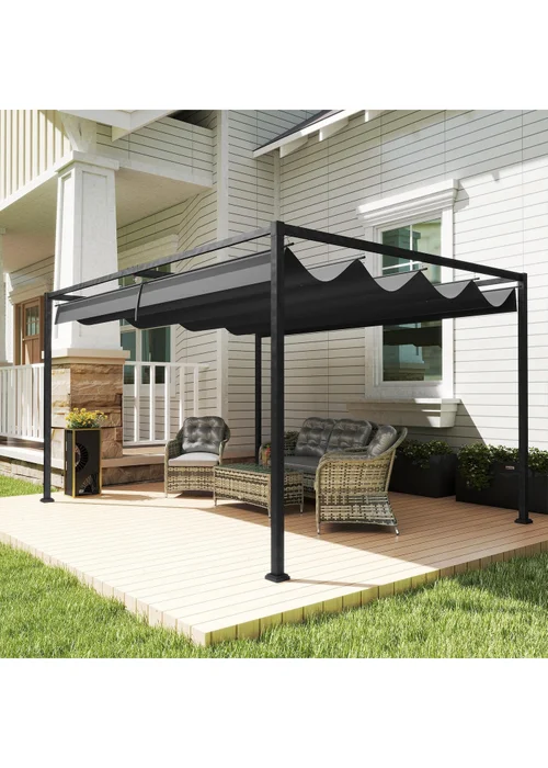 Outsunny Black Metal Outdoor Pergola (4 x 3m) - One Size Image 1