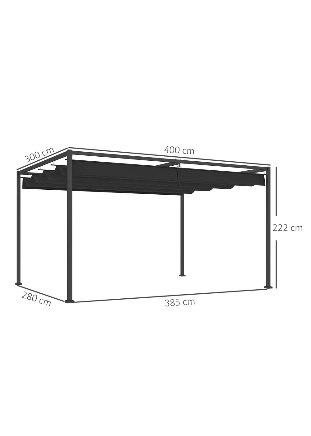 Outsunny Black Metal Outdoor Pergola (4 x 3m) - One Size Image 3