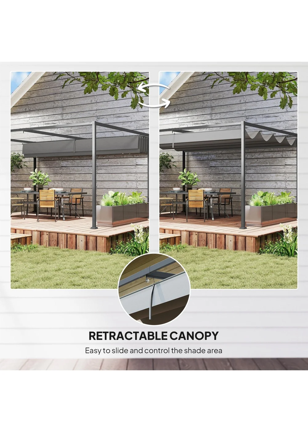 Outsunny Grey Metal Outdoor Pergola (4 x 3m) - One Size Image 4