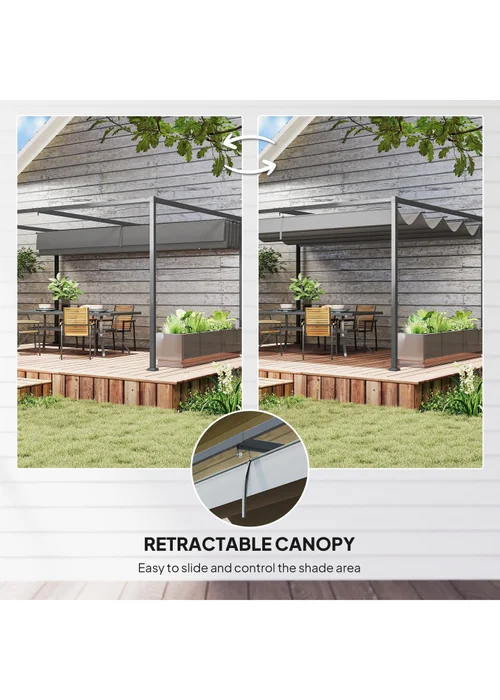 Outsunny Grey Metal Outdoor Pergola (4 x 3m) - One Size Image 4