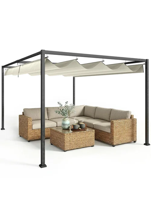 Outsunny Cream White Metal Outdoor Pergola (4 x 3m) - One Size Image 2