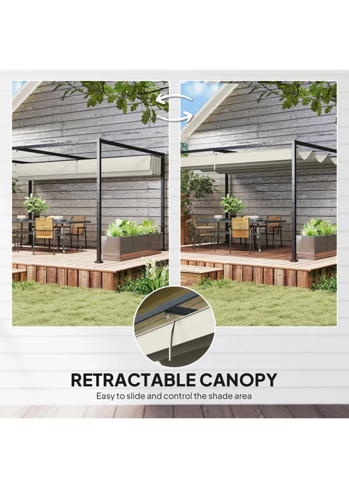Outsunny Cream White Metal Outdoor Pergola (4 x 3m) - One Size Image 4