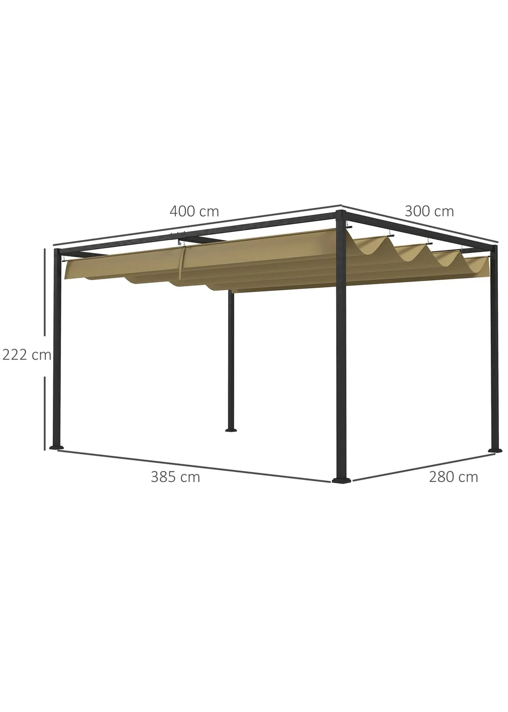 Outsunny Khaki Metal Outdoor Pergola (4 x 3m) - One Size Image 3