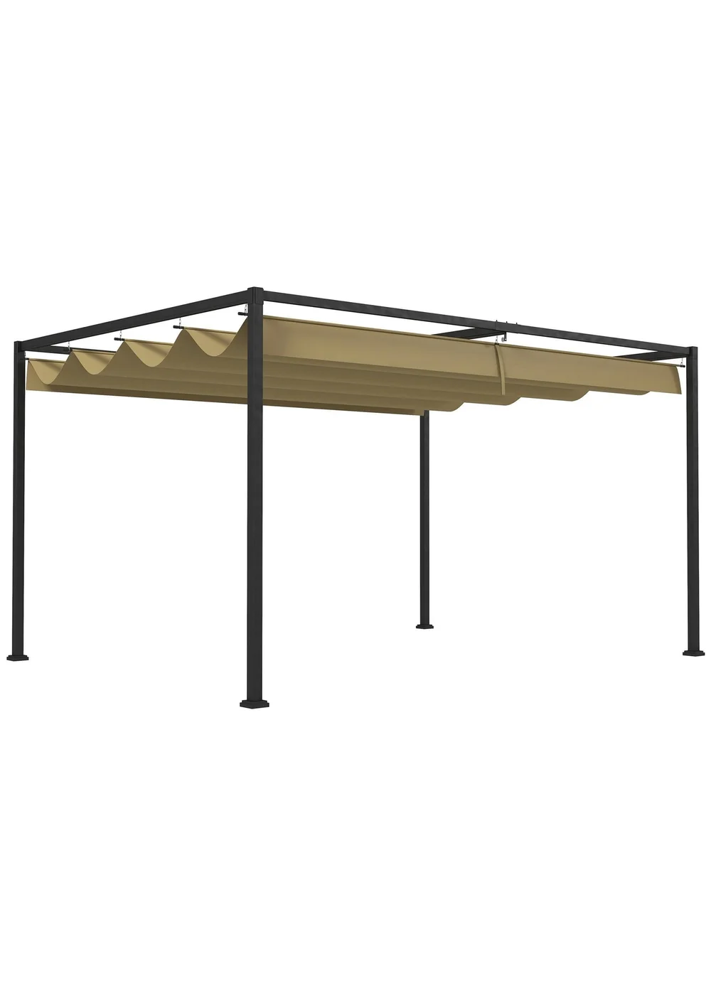Outsunny Khaki Metal Outdoor Pergola (4 x 3m) - One Size Image 2