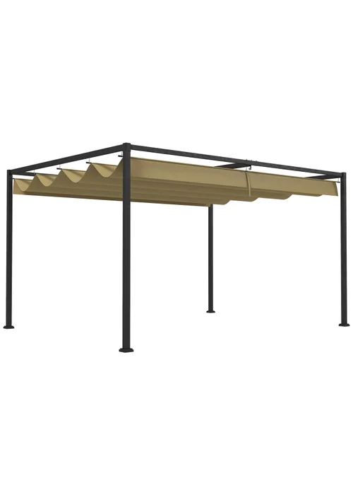 Outsunny Khaki Metal Outdoor Pergola (4 x 3m) - One Size Image 2