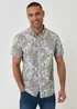 Threadbare Soft Green Cotton Floral Print Short Sleeve Shirt - XL Image 1