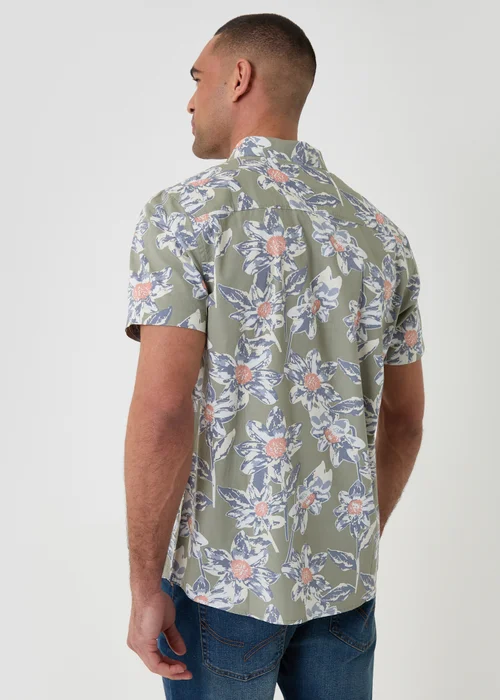 Threadbare Soft Green Cotton Floral Print Short Sleeve Shirt - XL Image 2