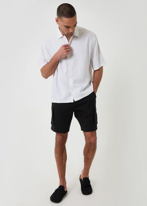 Threadbare White Boxy Fit Linen Blend Short Sleeve Shirt - 2XL Image 3