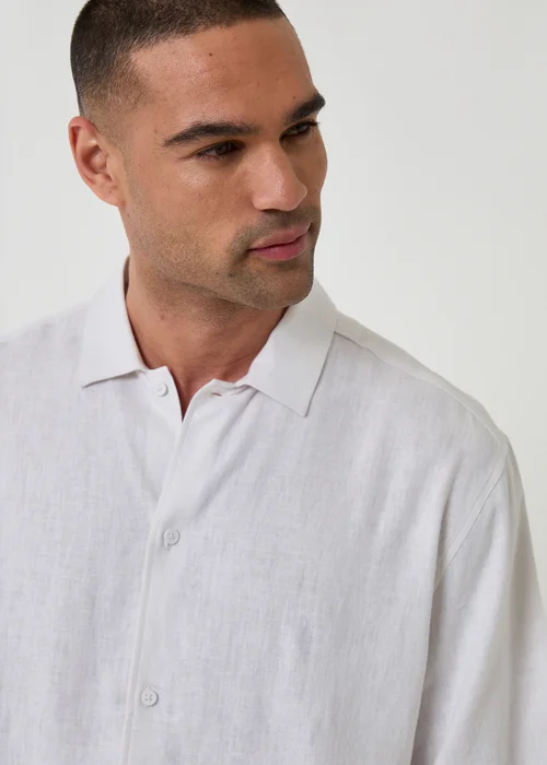 Threadbare White Boxy Fit Linen Blend Short Sleeve Shirt - 2XL Image 4