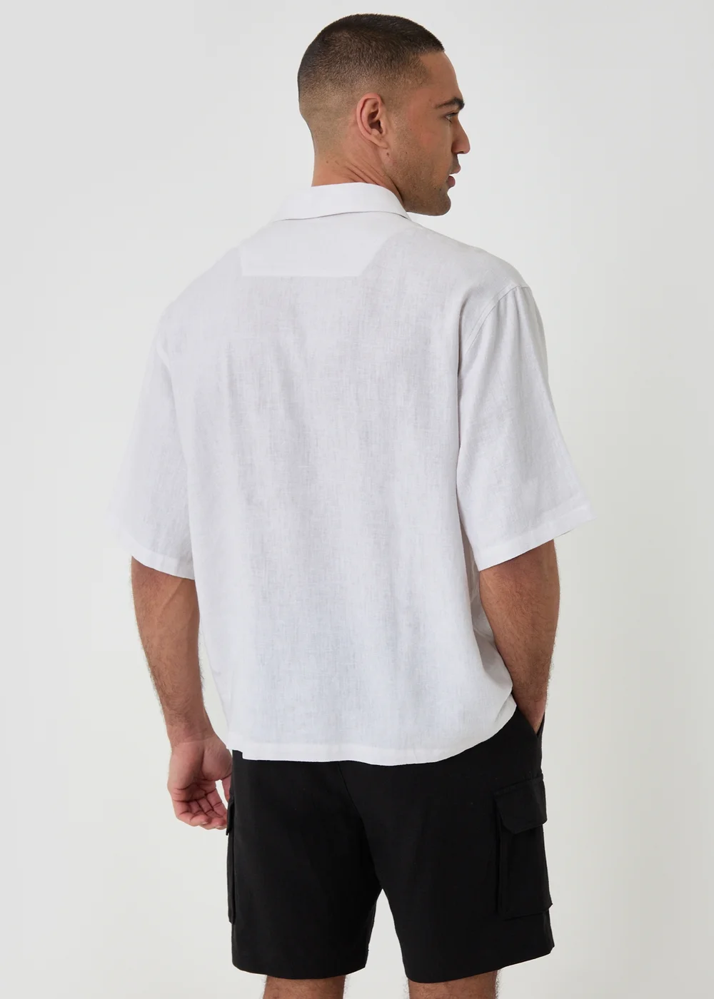 Threadbare White Boxy Fit Linen Blend Short Sleeve Shirt - 2XL Image 2