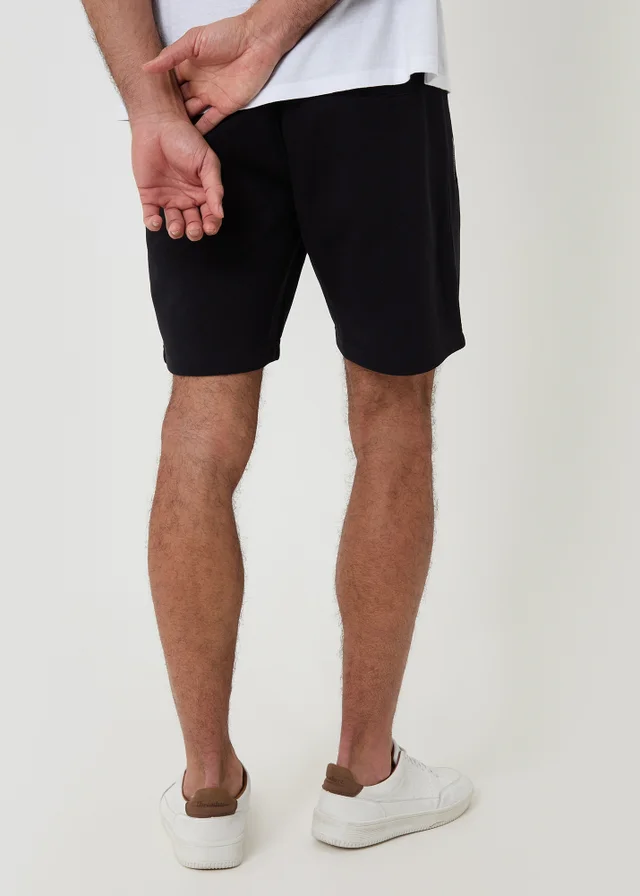 Threadbare Black Pique Pleated Sweat Shorts