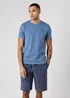 Tokyo Laundry Blue Crew Neck T-Shirt & Checked Shorts Pyjama Set - S Image 1