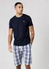 Tokyo Laundry Navy Crew Neck T-Shirt & Checked Shorts Pyjama Set - 2XL Image 1