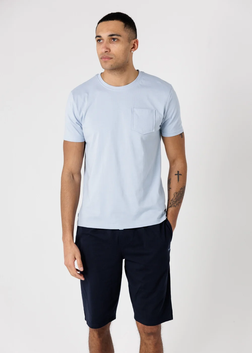 Tokyo Laundry Light Blue Cotton Crew Neck T-Shirt & Shorts Pyjama Set - XL Image 1