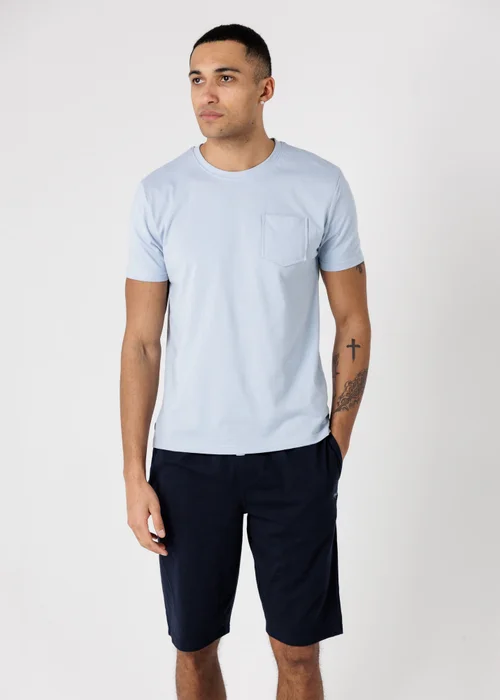 Tokyo Laundry Light Blue Cotton Crew Neck T-Shirt & Shorts Pyjama Set - XL Image 1