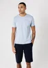 Tokyo Laundry Light Blue Cotton Crew Neck T-Shirt & Shorts Pyjama Set - XL Image 1