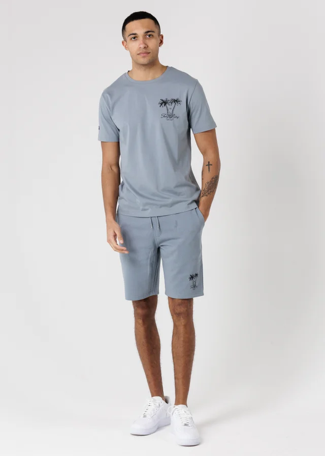 Tokyo Laundry Grey Palm Print T-Shirt & Shorts Lounge Set