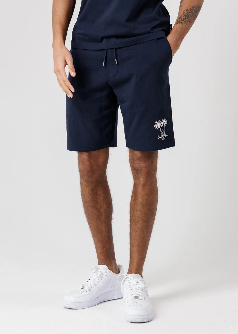 Tokyo Laundry Navy Palm Print T-Shirt & Shorts Lounge Set - M Image 3