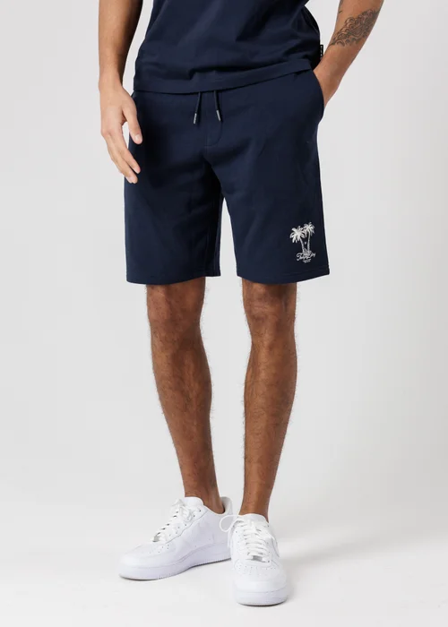 Tokyo Laundry Navy Palm Print T-Shirt & Shorts Lounge Set - M Image 3