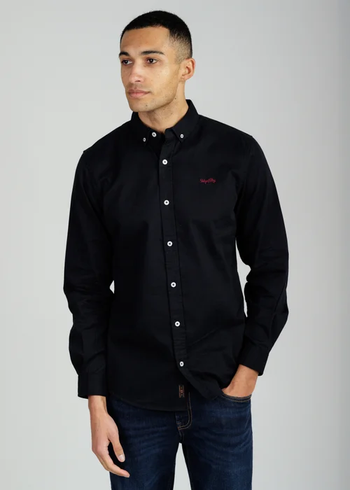 Tokyo Laundry Black Cotton Oxford Long Sleeve Shirt - L Image 1