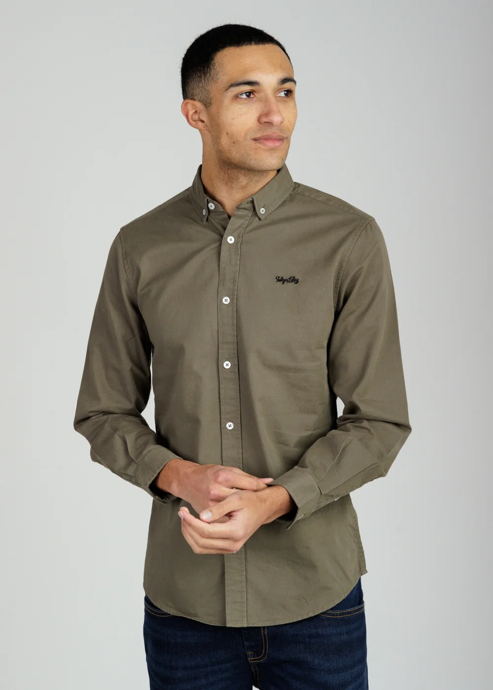 Tokyo Laundry Khaki Cotton Oxford Long Sleeve Shirt - M Image 2