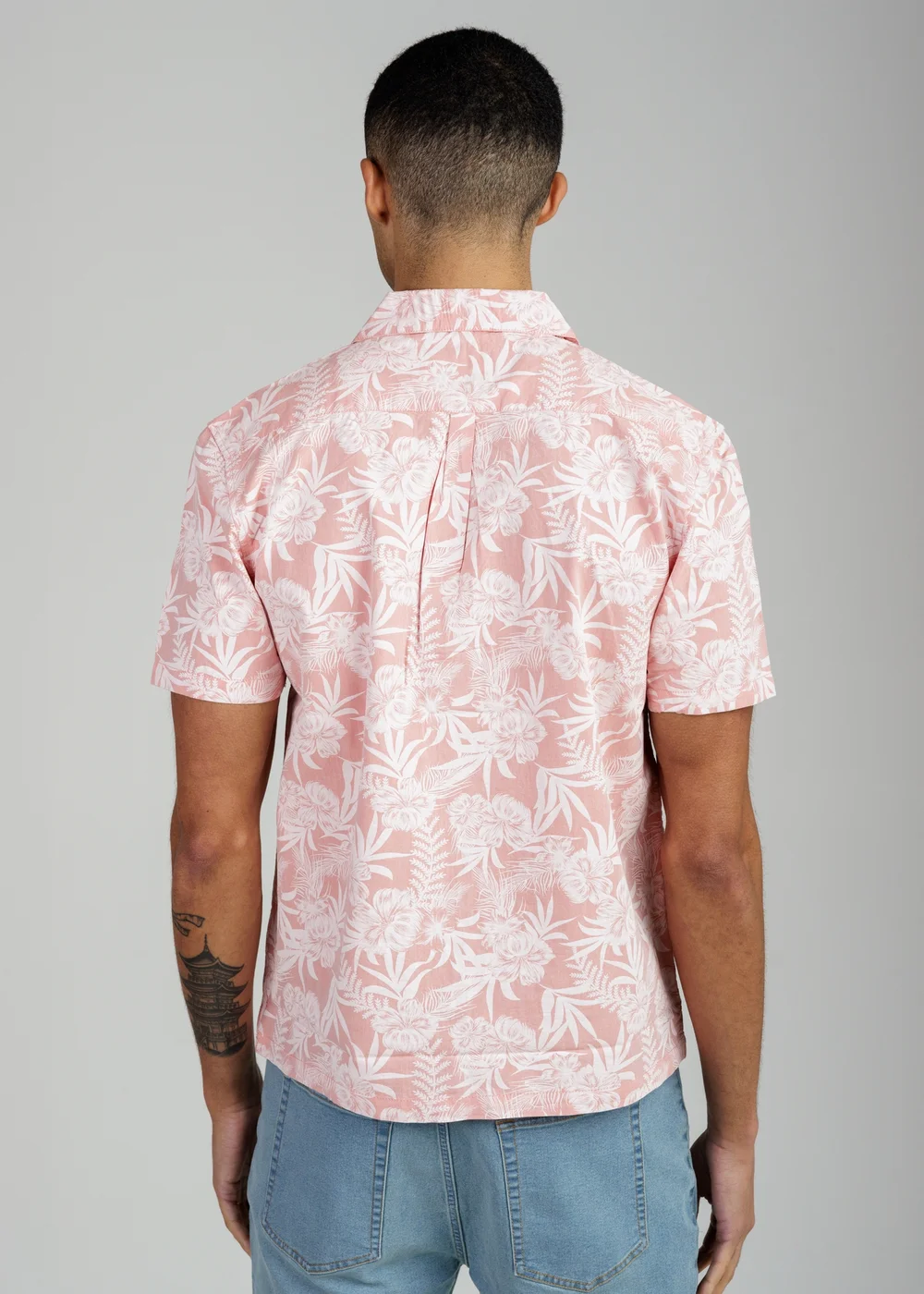 Tokyo Laundry Coral Cotton Short Sleeve Button-Up Tropical Print Shirt - M Image 3