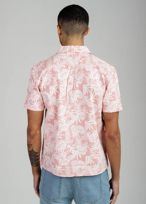 Tokyo Laundry Coral Cotton Short Sleeve Button-Up Tropical Print Shirt - M Image 3