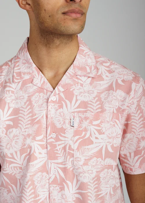Tokyo Laundry Coral Cotton Short Sleeve Button-Up Tropical Print Shirt - M Image 4