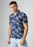 Tokyo Laundry Navy Relaxed Button-Up Palm Print Holiday Shirt - L Image 2